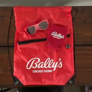 Bally’s Chicago Casino Drawstring Bag, Sunglasses and Coozie